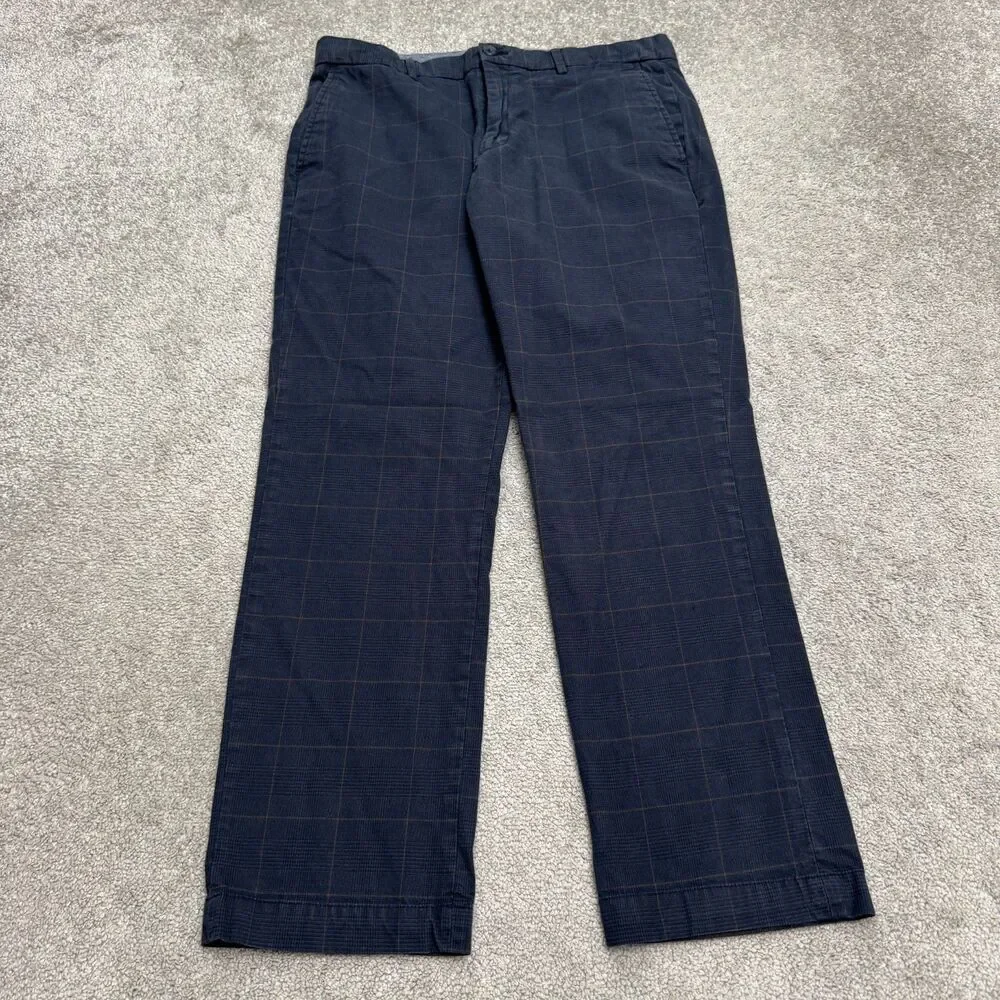Banana Republic Slim Fit Straight Chino Pants Men 31x30 Khaki Brown Plaid Cotton